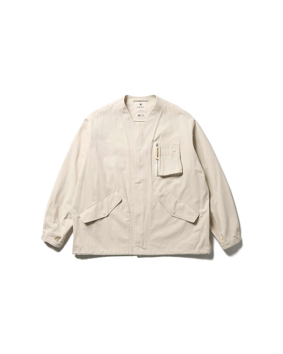 TAKIBI Herringbone Collarless Jacket